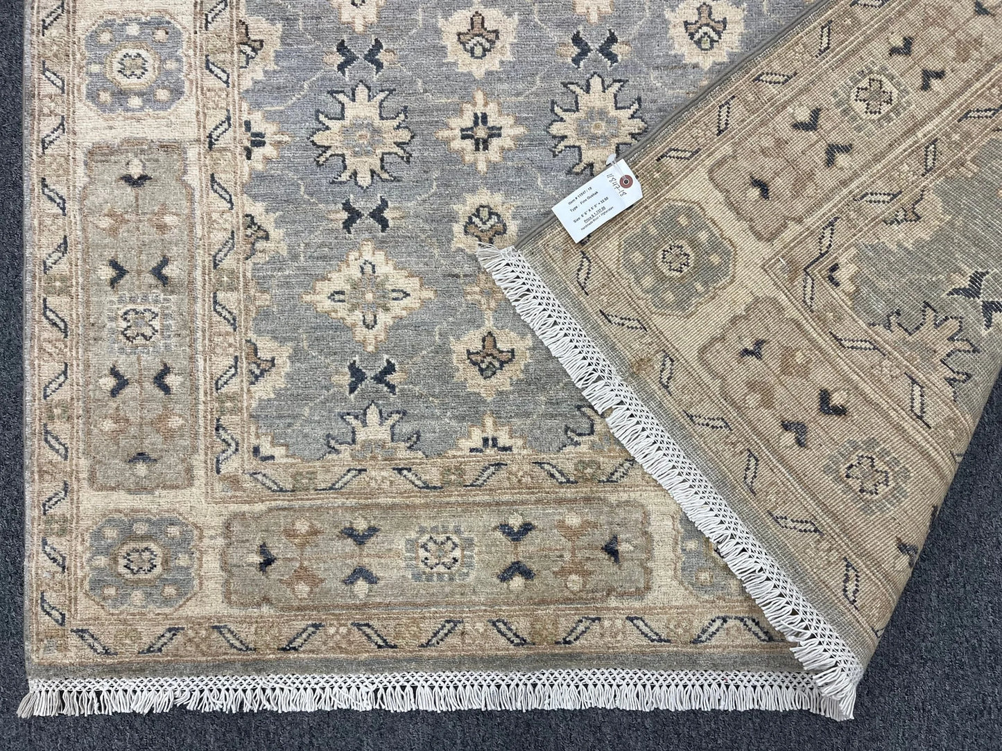 Oushak Ivory/Gray 5X7 Handmade Wool Rug # 11847