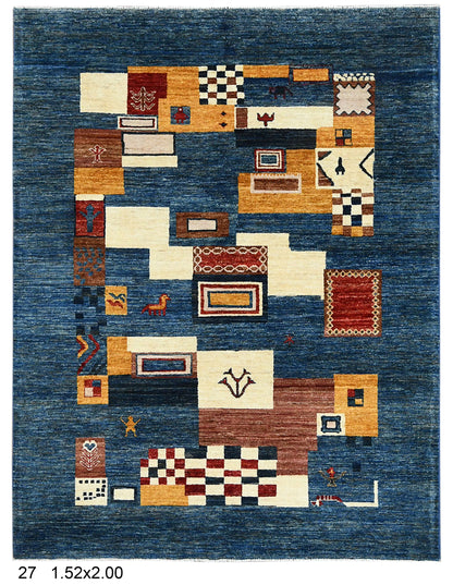 5X7 Gabbeh Loribaft Handmade Wool Tribal Rug # 14388