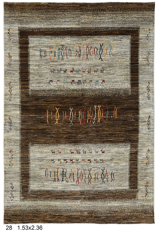 5X8 Gabbeh Loribaft Handmade Wool Tribal Rug # 14389