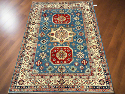 Kazak Light Blue 6X8 Handmade Wool Rug # 13899