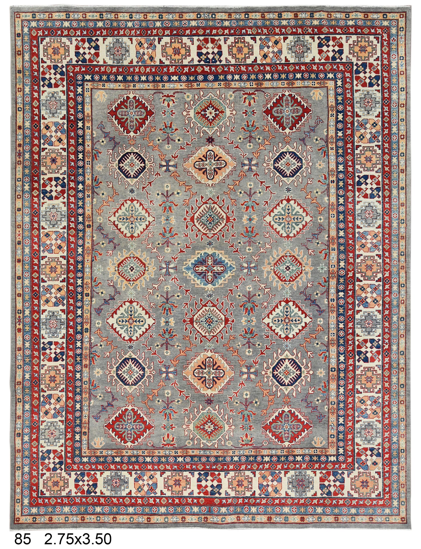 Grey 9X12 kazak hand knotted wool rug # 14446