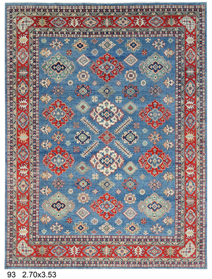 Light Blue Kazak 9x12 Hand knotted Wool Rug # 14454