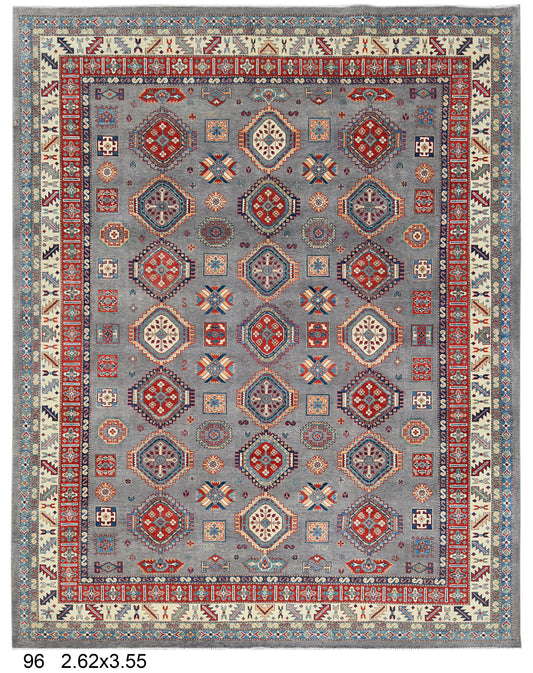 Grey 9X12 Kazak Hand Made Wool Rug # 14457