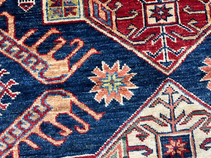 Navy Blue Super Kazak 6X8 Handmade Wool Rug # 14522