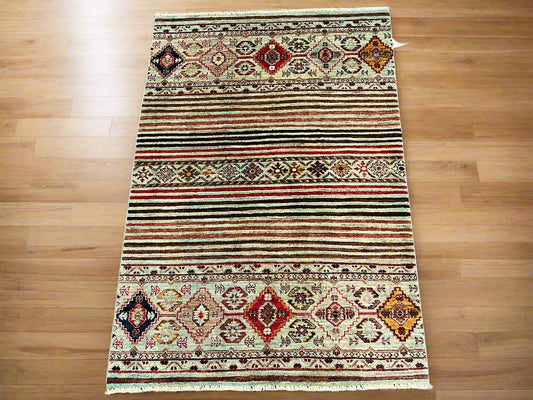 Multicolor Khorjin 3X5 Handmade Wool Rug # 14530