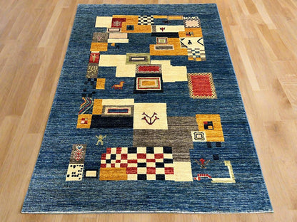 6X8 Gabbeh Loribaft Handmade Wool Tribal Rug # 14411