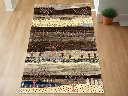 4X6 Gabbeh Loribaft Handmade Wool Tribal Rug # 14505