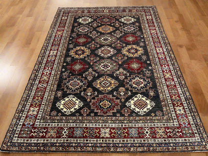 Super Kazak Gray 9X12 Handmade Wool Rug # 14518