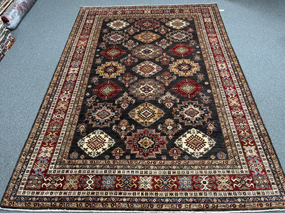 Super Kazak Gray 9X12 Handmade Wool Rug # 14518