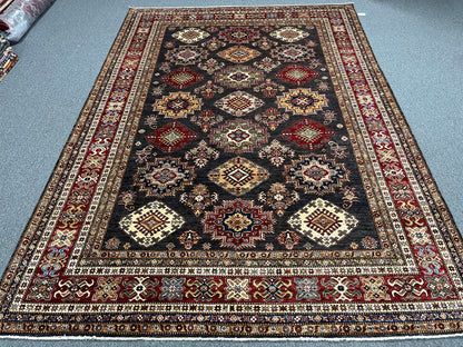 Super Kazak Gray 9X12 Handmade Wool Rug # 14518