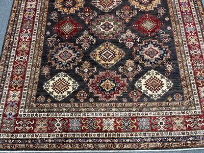 Super Kazak Gray 9X12 Handmade Wool Rug # 14518