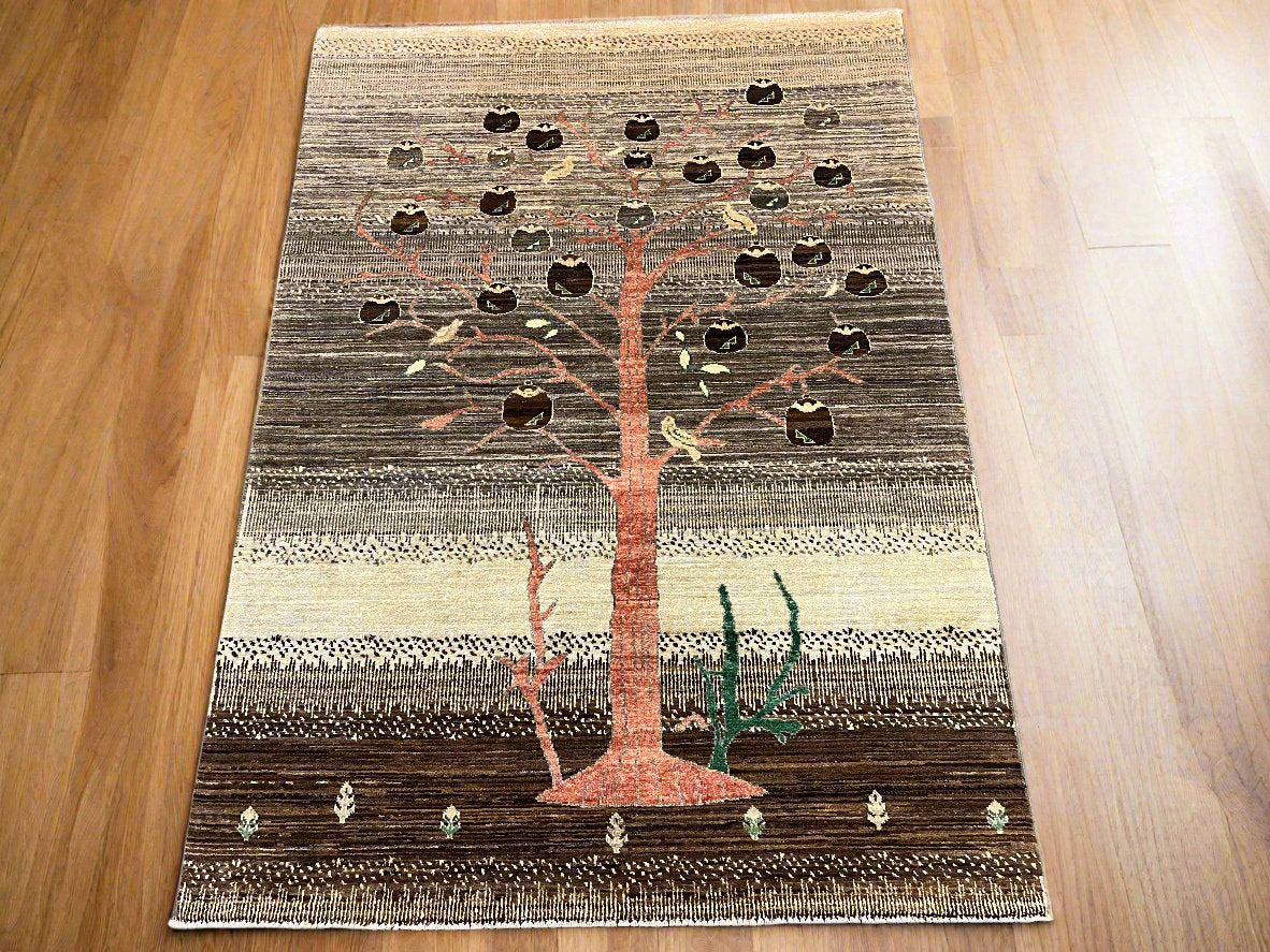 4X6 Gabbeh Loribaft Handmade Wool Tribal Rug # 14504