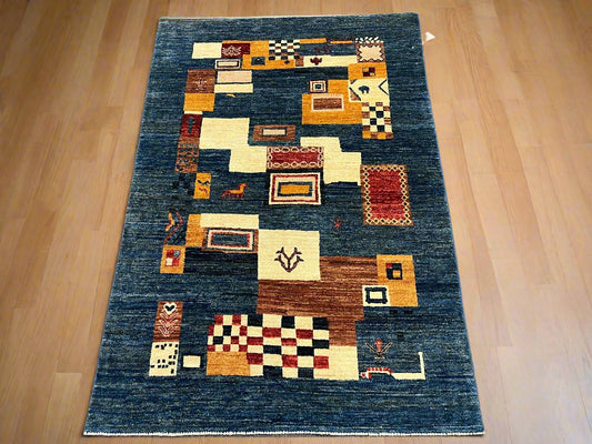 4X6 Gabbeh Loribaft Handmade Wool Tribal Rug # 14400