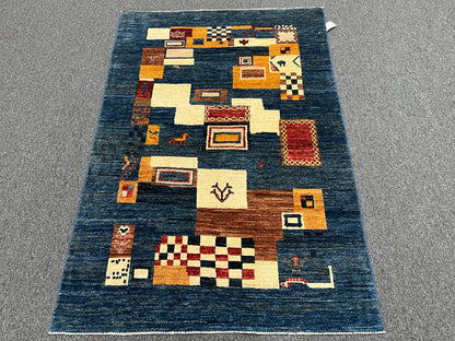 4X6 Gabbeh Loribaft Handmade Wool Tribal Rug # 14400