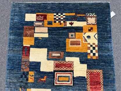 4X6 Gabbeh Loribaft Handmade Wool Tribal Rug # 14400