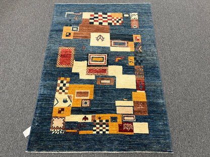 4X6 Gabbeh Loribaft Handmade Wool Tribal Rug # 14400