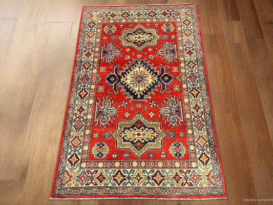 4X6 Red/Rust Kazak Wool Handmade Rug # 14459