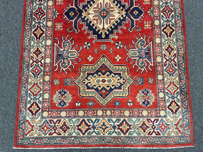 4X6 Red/Rust Kazak Wool Handmade Rug # 14459