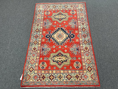 4X6 Red/Rust Kazak Wool Handmade Rug # 14459