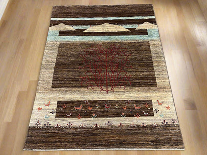 5X7 Gabbeh Loribaft Handmade Wool Tribal Rug # 14375