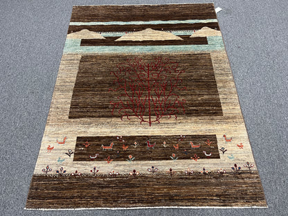 5X7 Gabbeh Loribaft Handmade Wool Tribal Rug # 14375