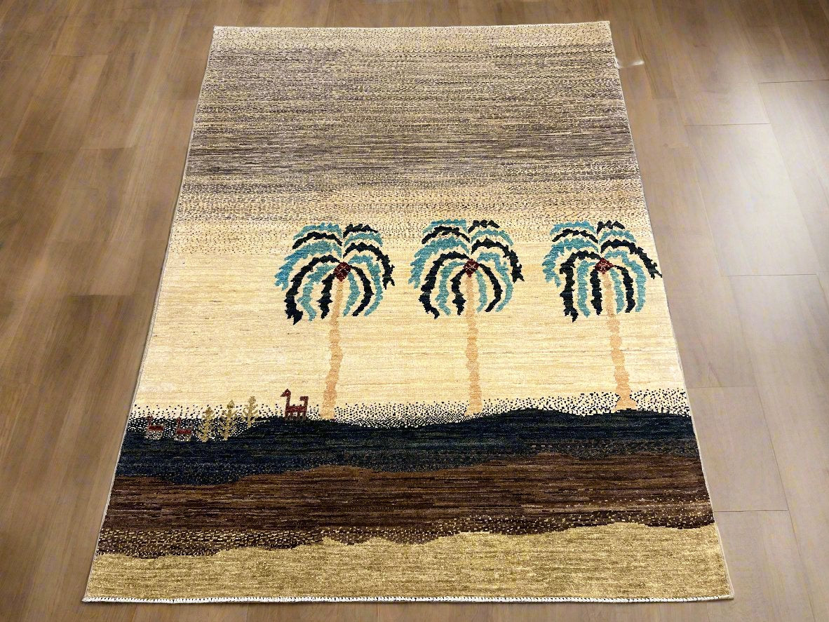 5X7 Gabbeh Loribaft Handmade Wool Tribal Rug # 14502