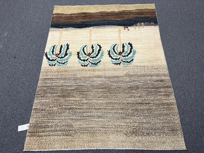 5X7 Gabbeh Loribaft Handmade Wool Tribal Rug # 14502