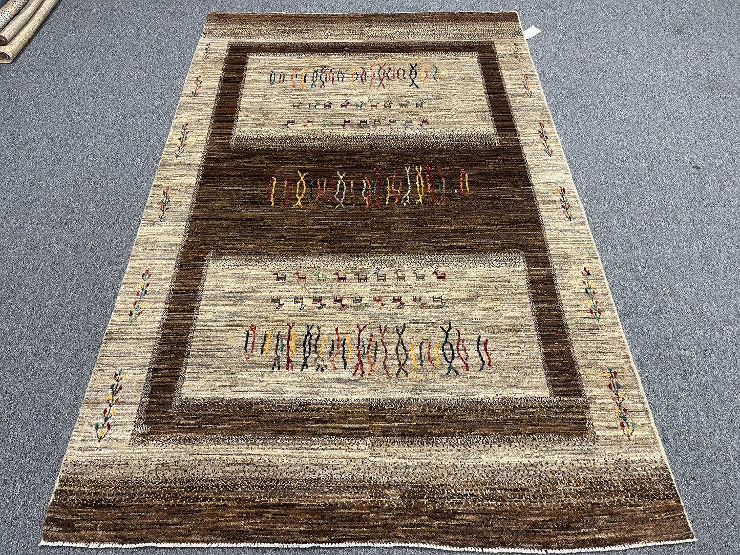 5X8 Gabbeh Loribaft Handmade Wool Tribal Rug # 14389