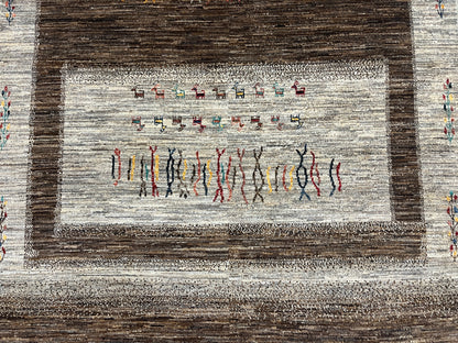 5X8 Gabbeh Loribaft Handmade Wool Tribal Rug # 14389