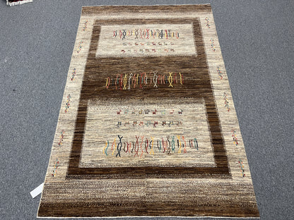 5X8 Gabbeh Loribaft Handmade Wool Tribal Rug # 14389