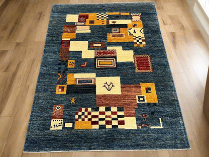 5X7 Gabbeh Loribaft Handmade Wool Tribal Rug # 14388