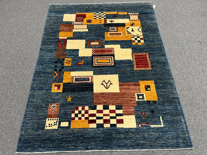 5X7 Gabbeh Loribaft Handmade Wool Tribal Rug # 14388