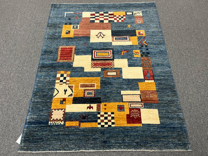 5X7 Gabbeh Loribaft Handmade Wool Tribal Rug # 14388