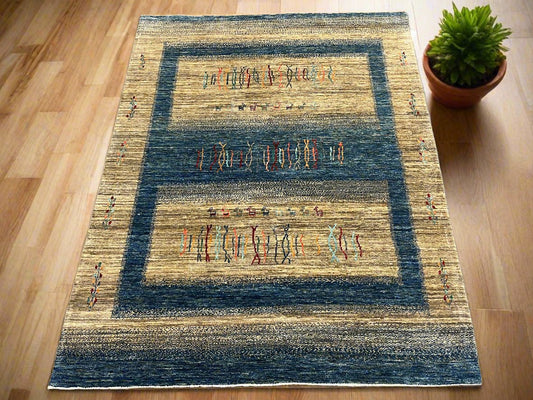 5X7 Gabbeh Loribaft Handmade Wool Tribal Rug # 14371