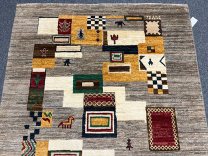 5X7 Gabbeh Loribaft Handmade Wool Tribal Rug # 14383