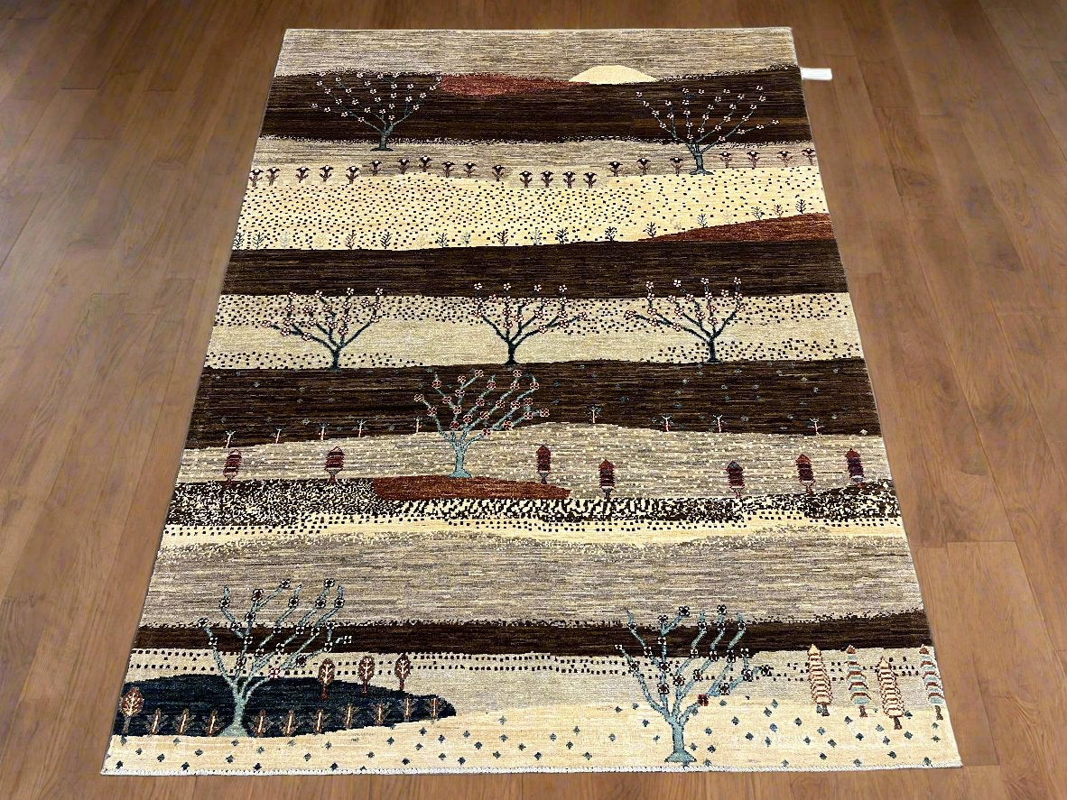 5X7 Gabbeh Loribaft Handmade Wool Tribal Rug # 14387