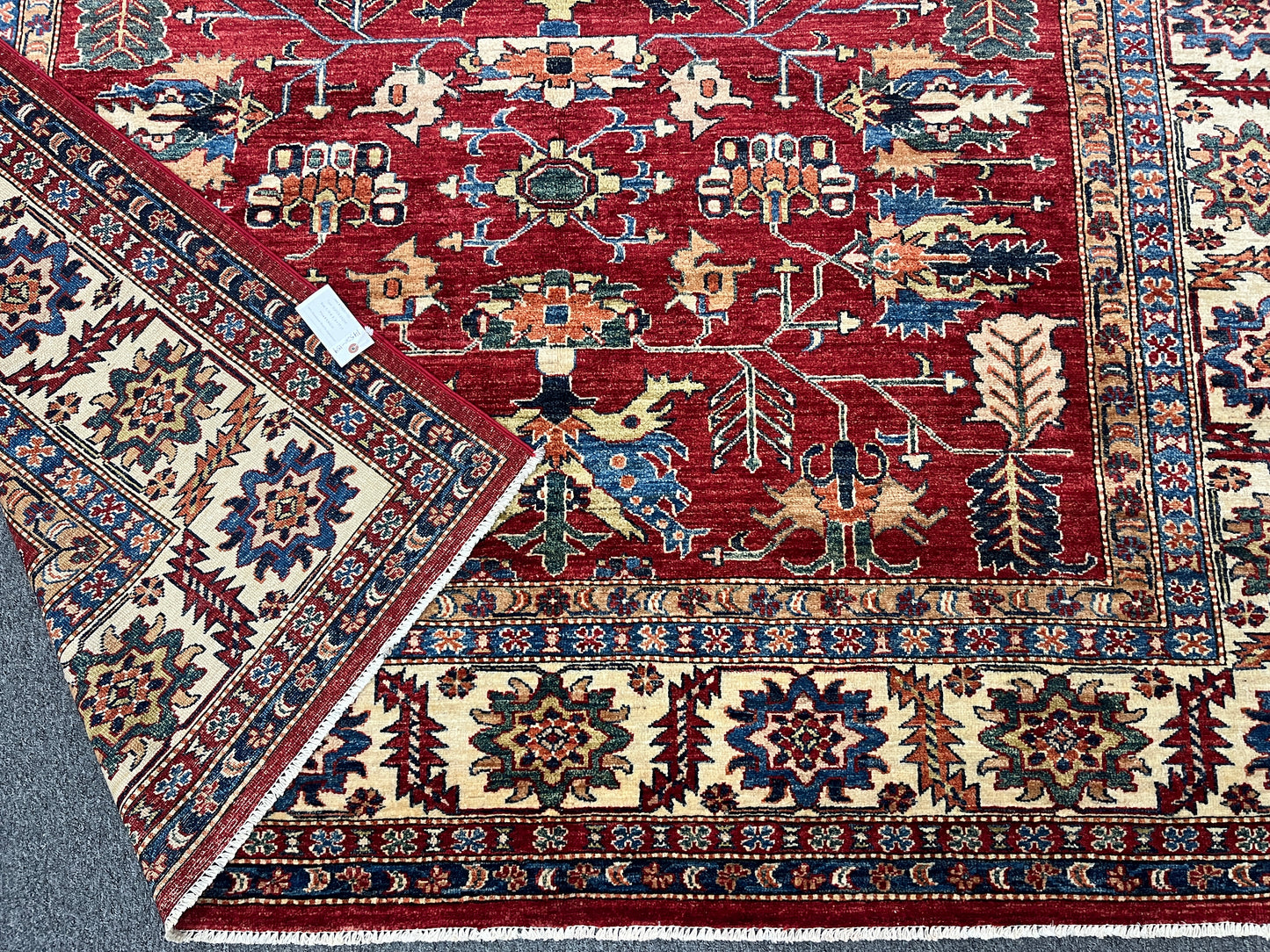 Super Kazak Red/ Beige 8X10 Handmade Wool Rug # 14520