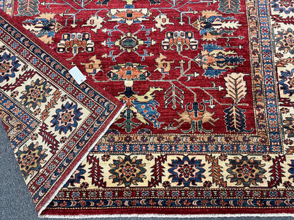 Super Kazak Red/ Beige 8X10 Handmade Wool Rug # 14520