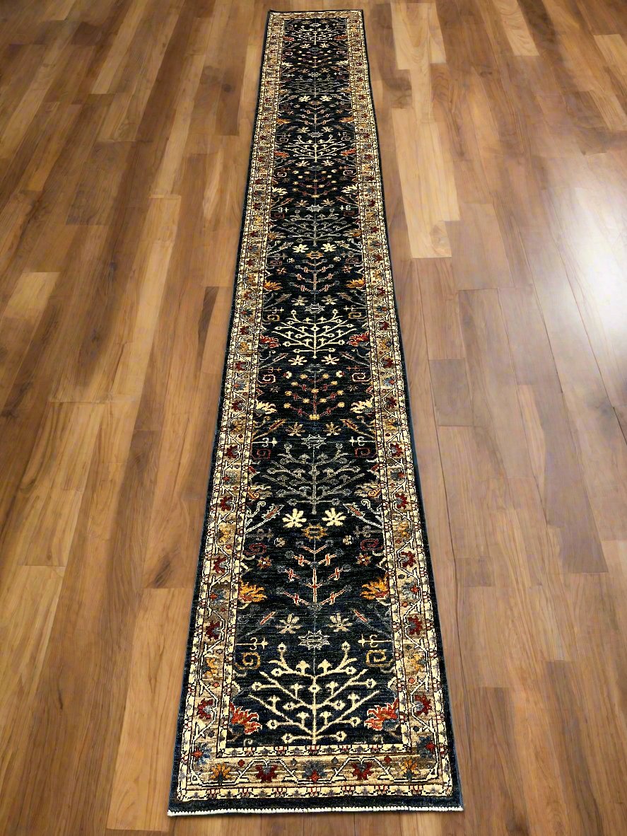 2' 6"X18 Afghan Bijar Handmade Wool Runner Rug # 14495