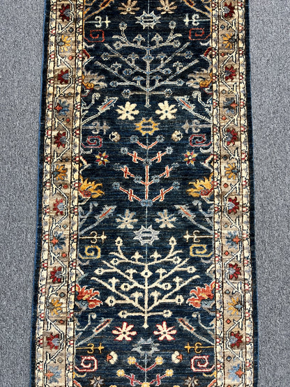 2' 6"X18 Afghan Bijar Handmade Wool Runner Rug # 14495