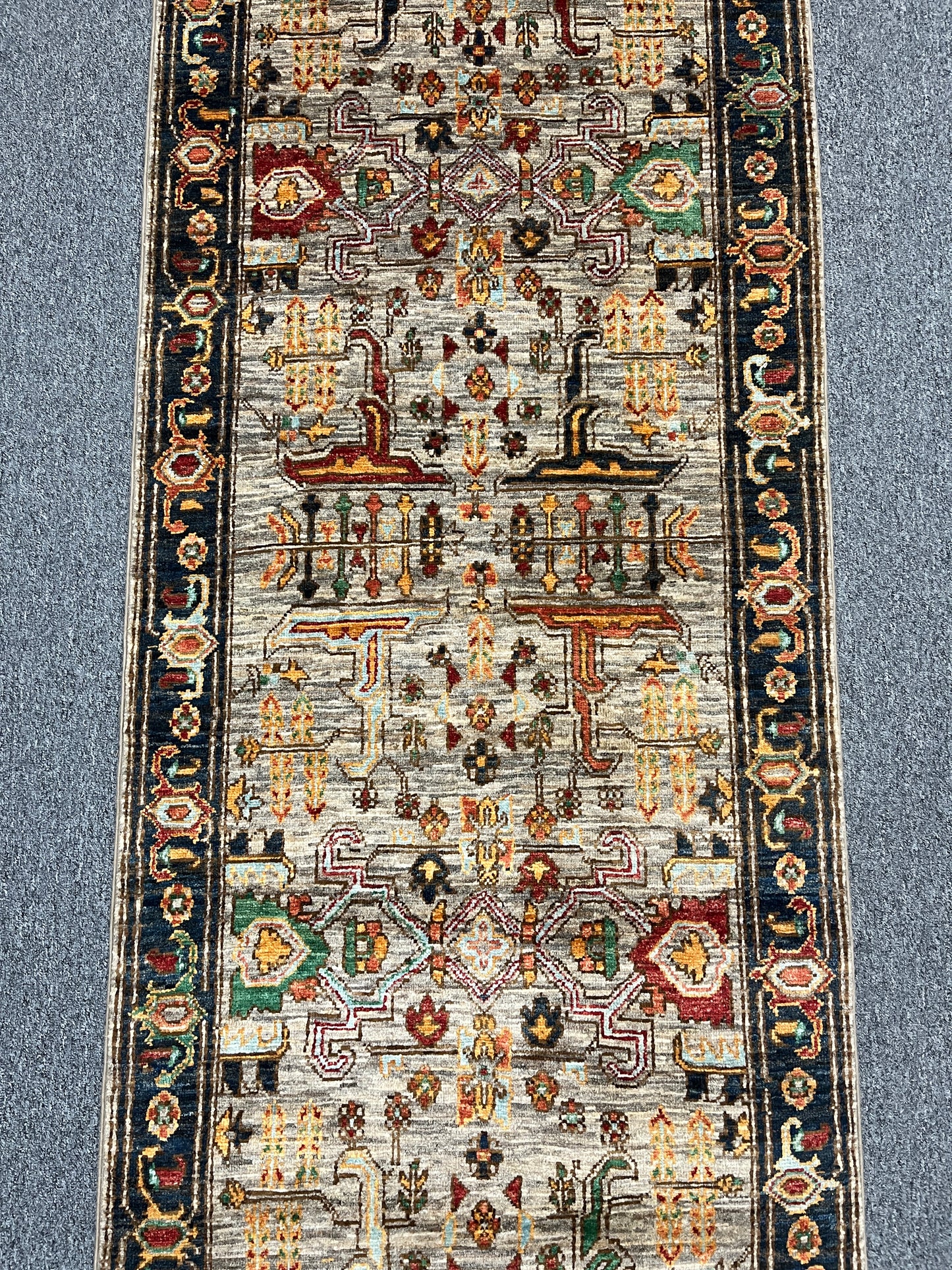 2' 9"X19 Afghan Serapi Handmade Wool Runner Rug # 14497