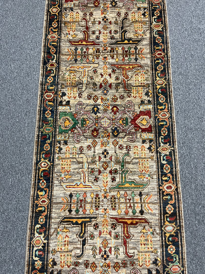 2' 9"X19 Afghan Serapi Handmade Wool Runner Rug # 14497