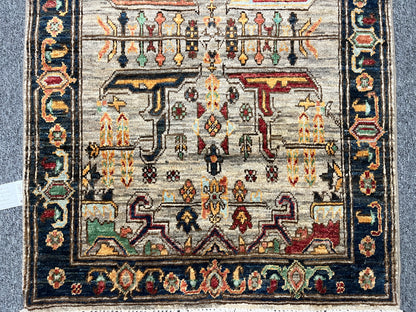 2' 9"X19 Afghan Serapi Handmade Wool Runner Rug # 14497