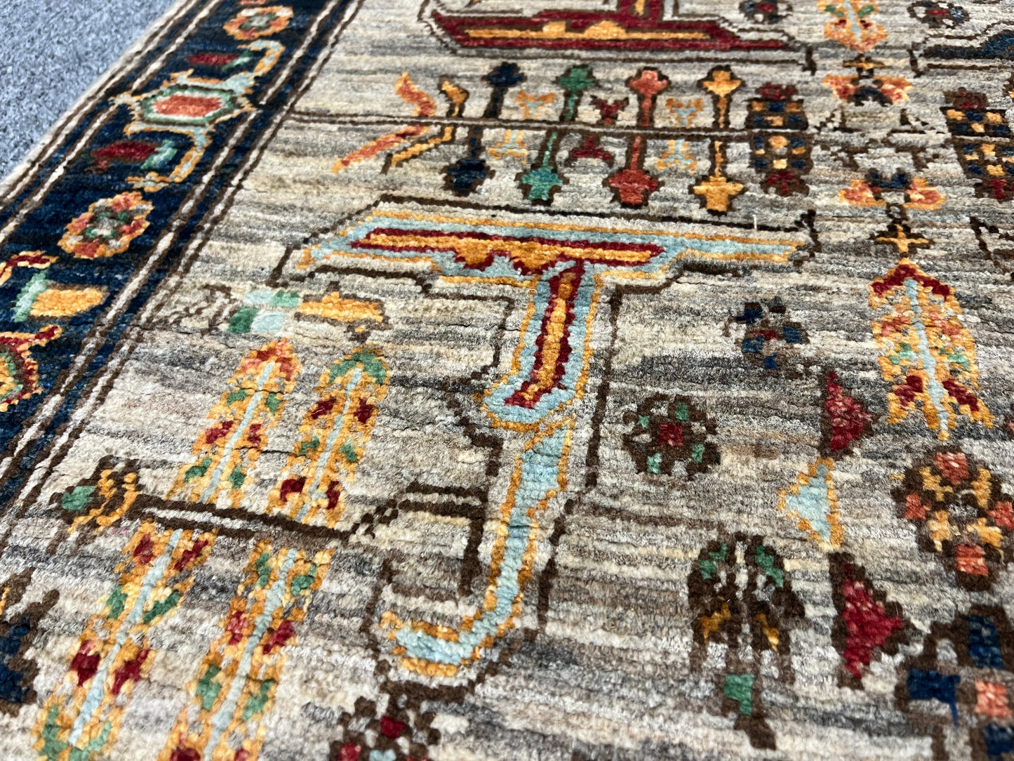 2' 9"X19 Afghan Serapi Handmade Wool Runner Rug # 14497