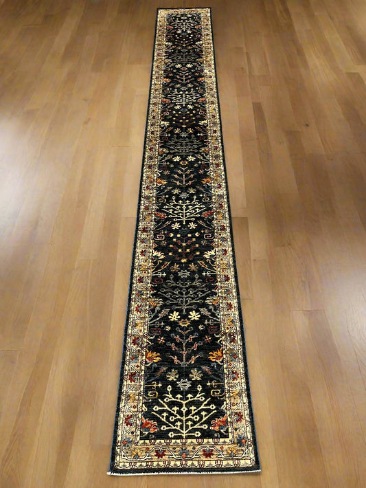 2' 5"X18 Afghan Bijar Handmade Wool Runner Rug # 14493