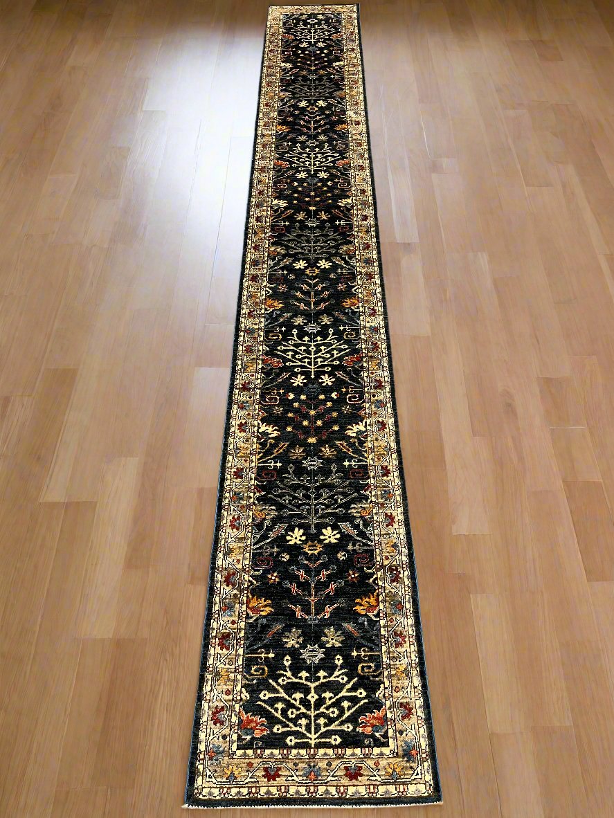 2' 5"X18 Afghan Bijar Handmade Wool Runner Rug # 14493