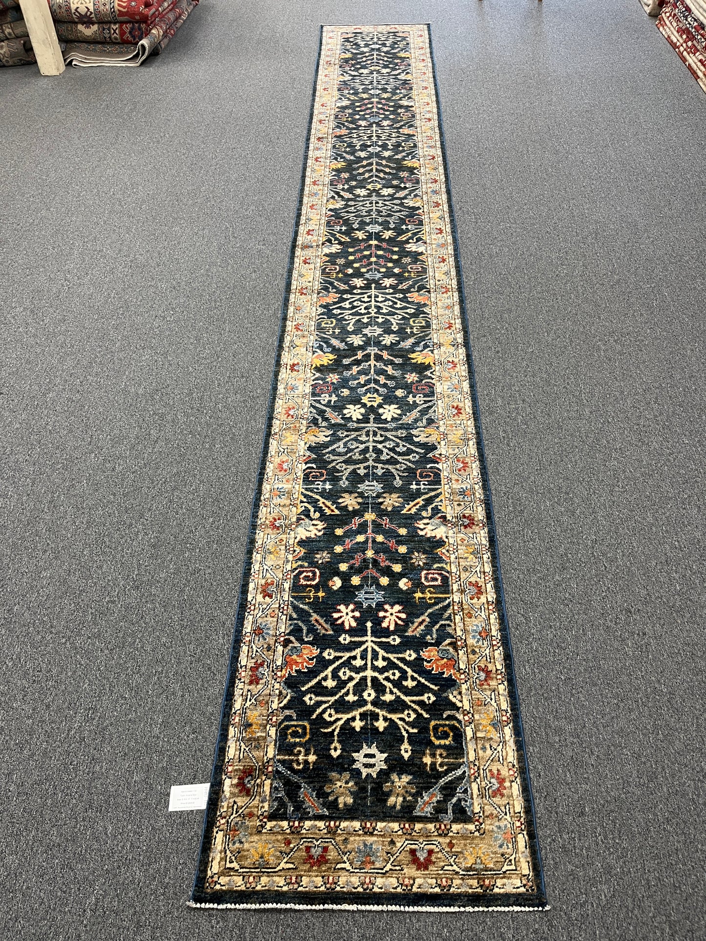 2' 5"X18 Afghan Bijar Handmade Wool Runner Rug # 14493