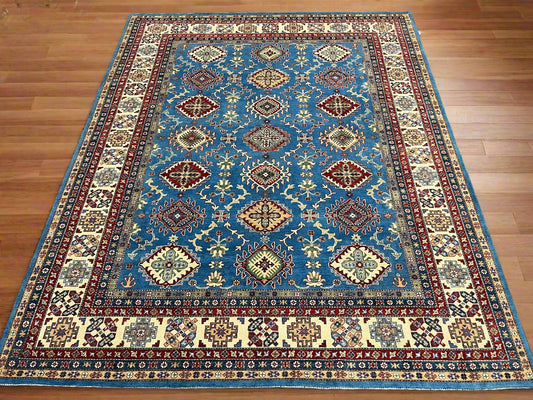 Kazak Light Blue 9X11 Handmade Wool Rug # 14445