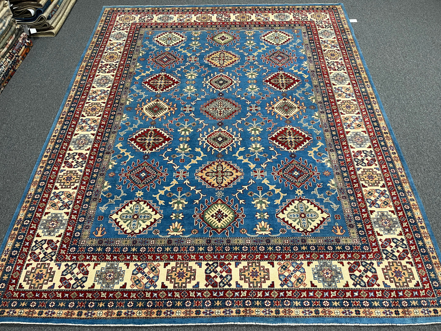 Kazak Light Blue 9X11 Handmade Wool Rug # 14445