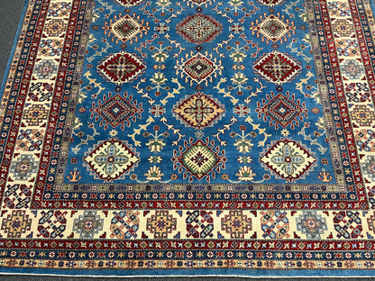 Kazak Light Blue 9X11 Handmade Wool Rug # 14445